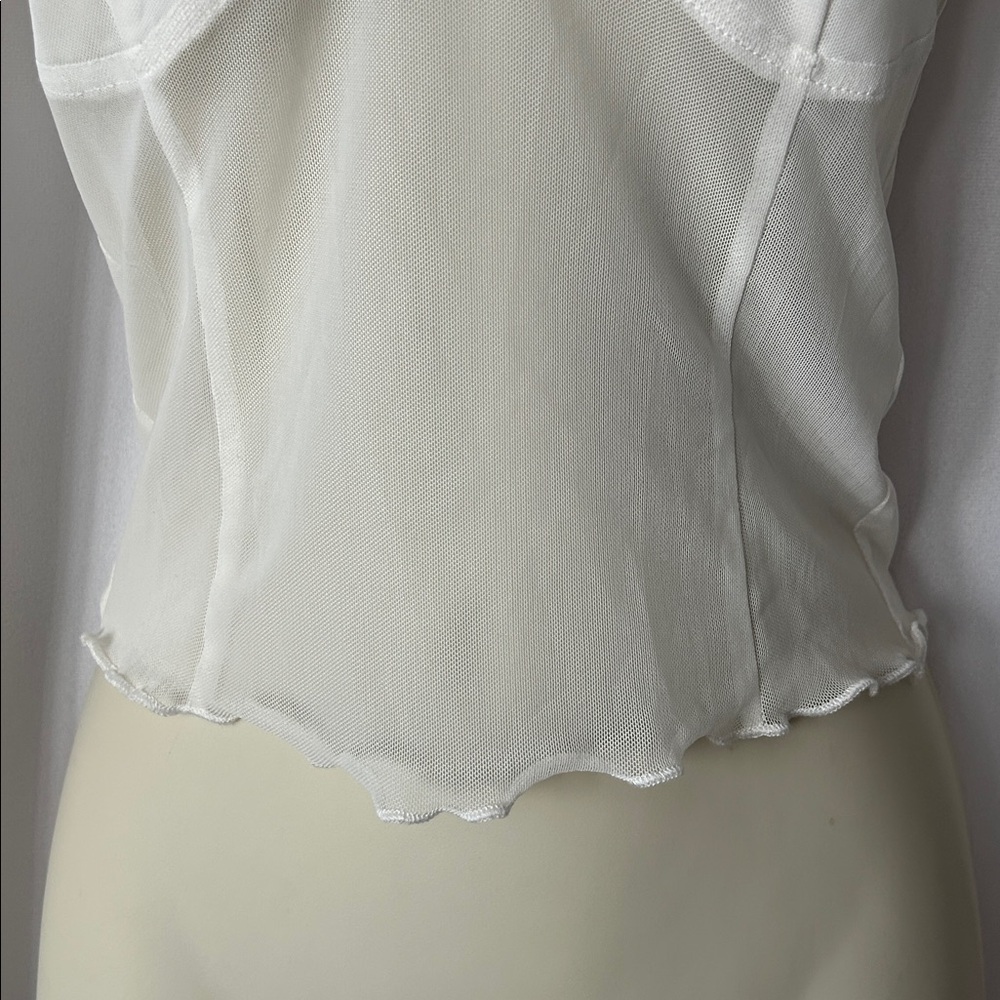 I.AM.GIA NWT Gianna White Sheer Long Sleeve Sheer Crop Top Shirt **Size M** 🔥🔥 - Picture 5 of 6